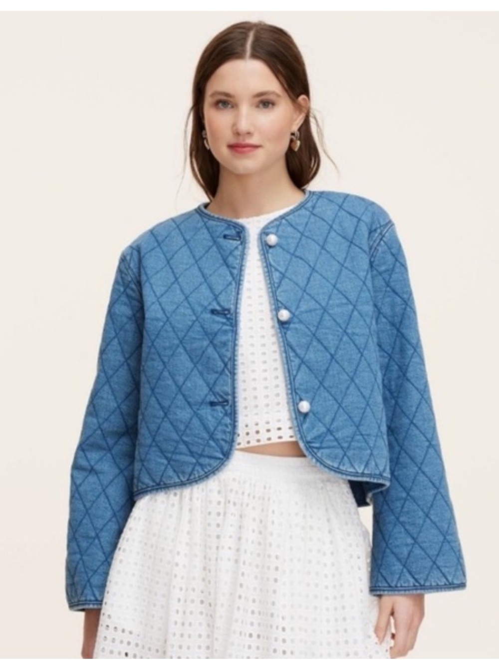 Kate Spade New York x Target 2024 Quilted Denim Cropped Jacket NWT Sz XS NICE!